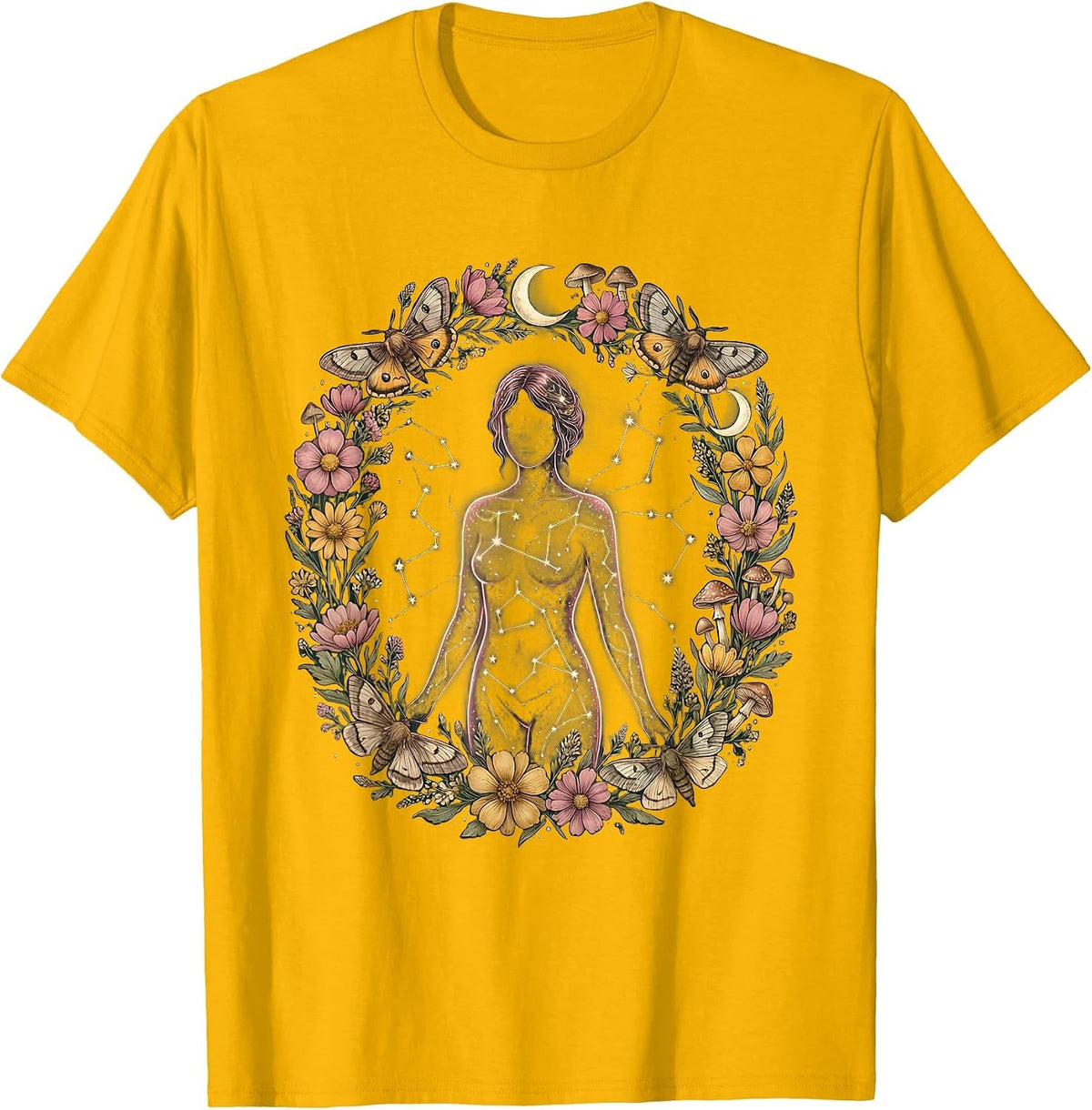 Autism Awareness Constellation Silhouette Design T-Shirt - Golden Yellow
