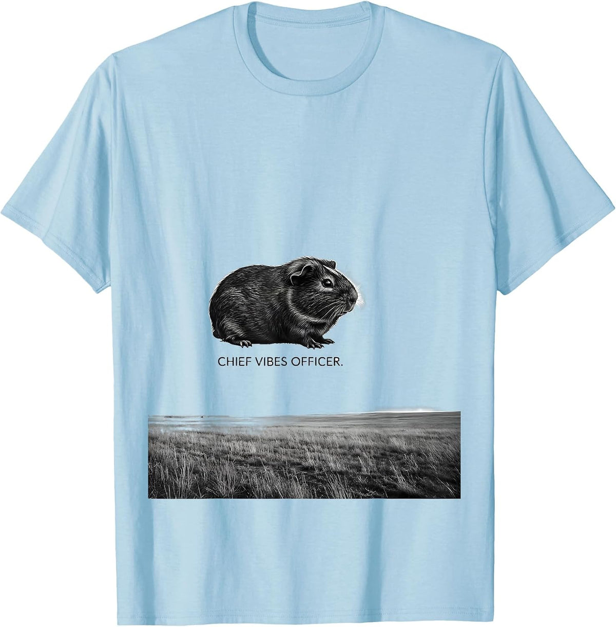 Men's Chief Vibes Officer Funny Guinea Pig Meme Bootleg Animal T-Shirt - Baby Blue