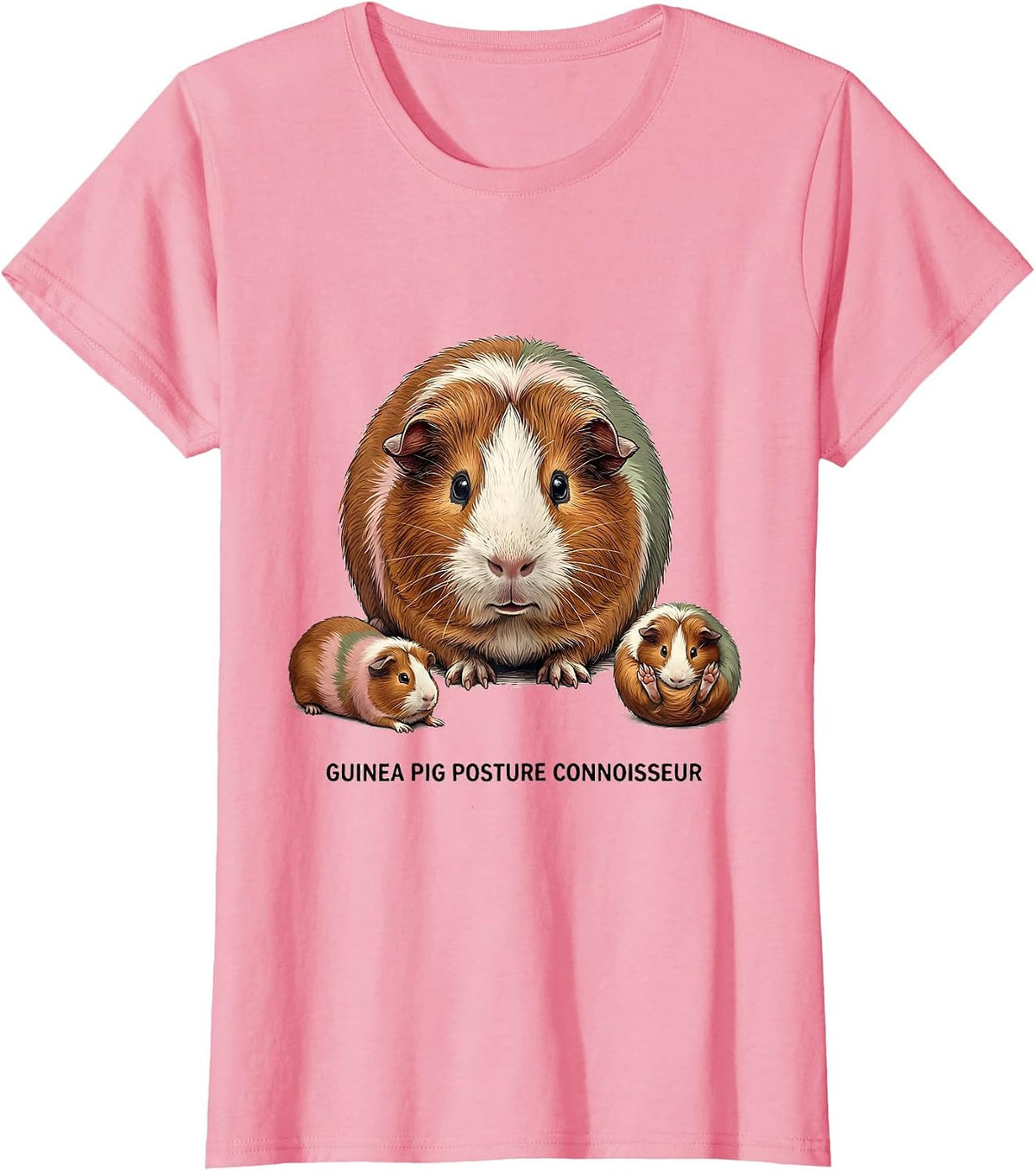 Women's Guinea Pig Posture Connoisseur Funny Cavy Lover Gift T-Shirt - Pink
