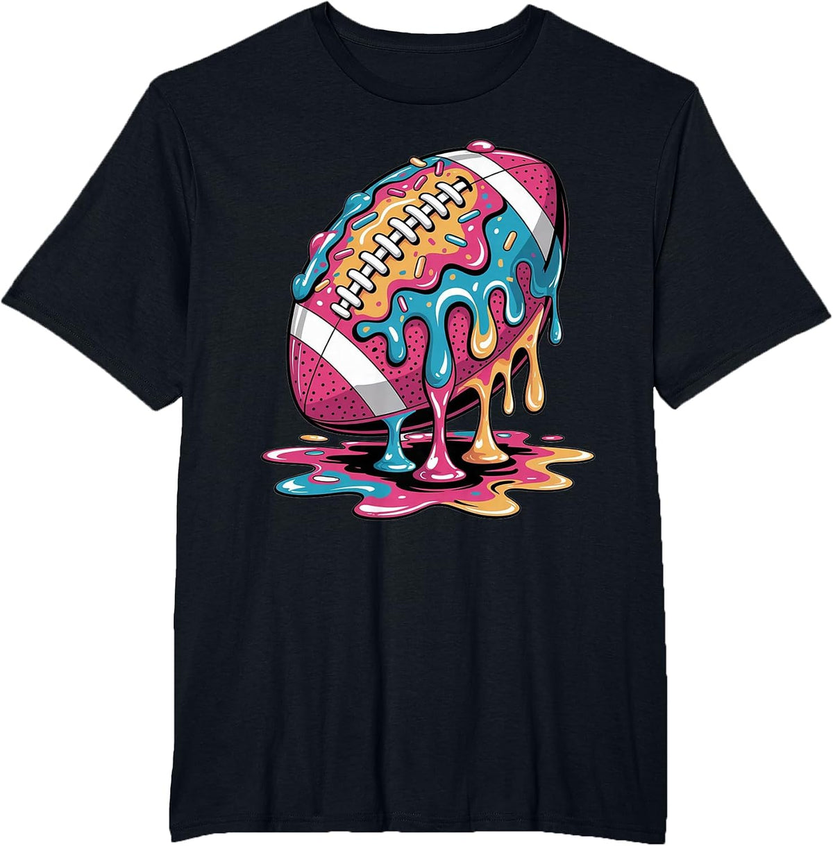 Ice Cream Drip Football Stuff QB RB Lineman WR Drip for Boys T-Shirt - Black