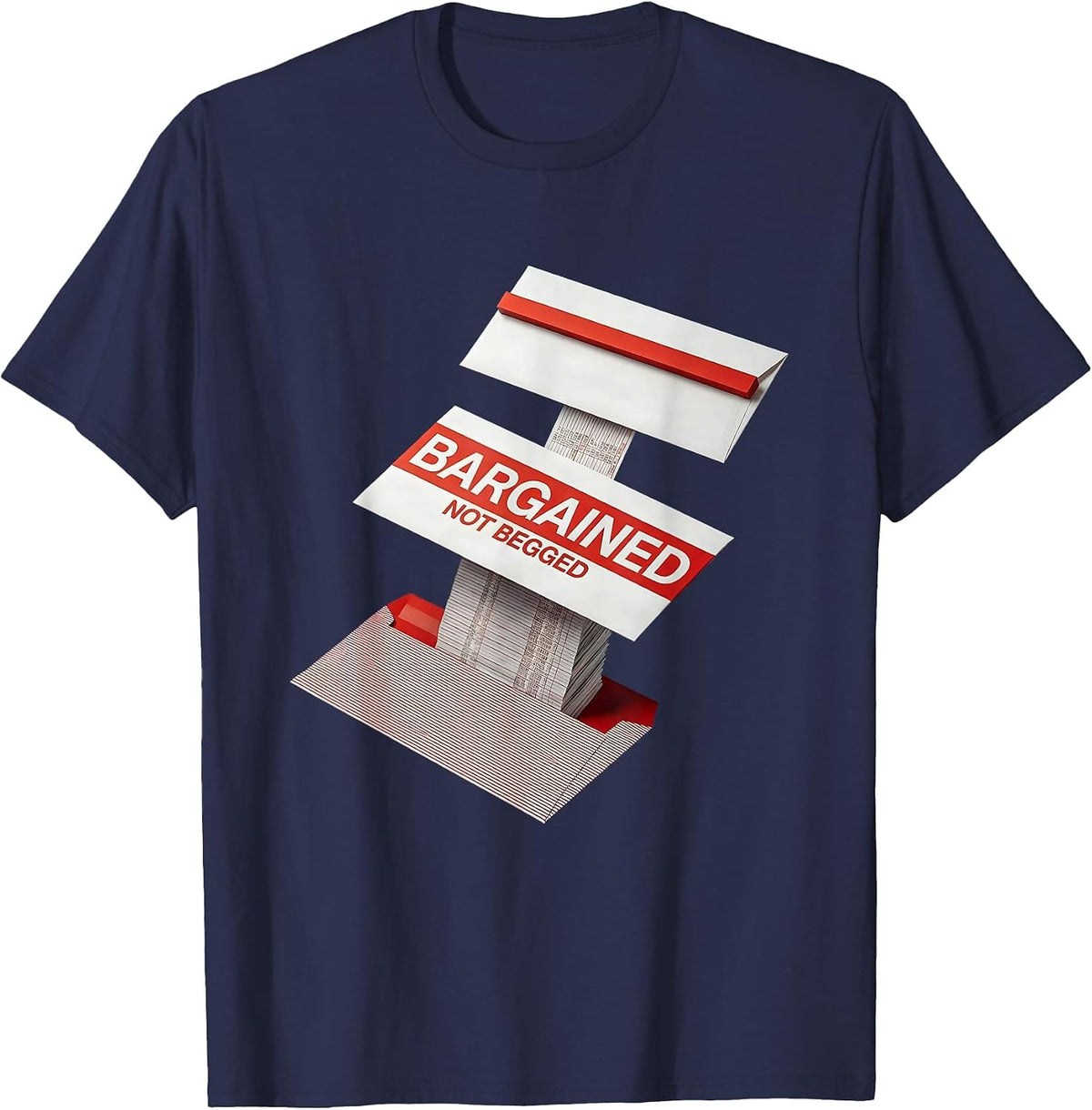 Men's Bargained, Not Begged Bauhaus Modernist Labor Day Union T-Shirt - Navy Blue