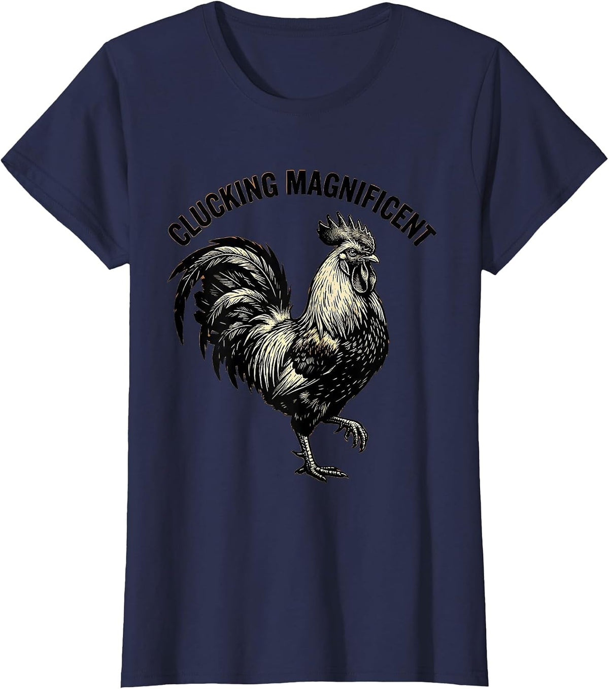 Women's Clucking Magnificent Chicken Graphic Design T-Shirt - Navy Blue