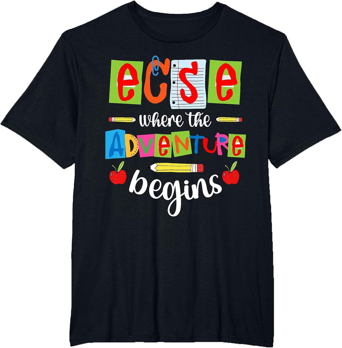 ECSE Early Childhood Special Education Teacher ECSE Teacher T-Shirt - Black