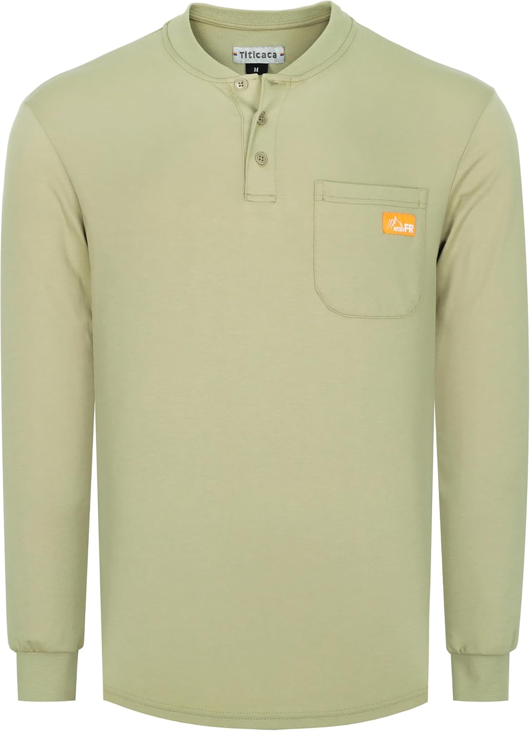 Titicaca FR T-Shirt for men 5.5oz Lightweight Henley Summer Tees CAT2 100%C - Khaki