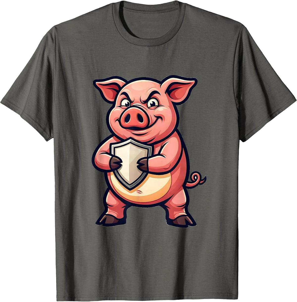 Men's Proud Pig Mascot Funny Farm Animal Lover Novelty T-Shirt - Asphalt Grey