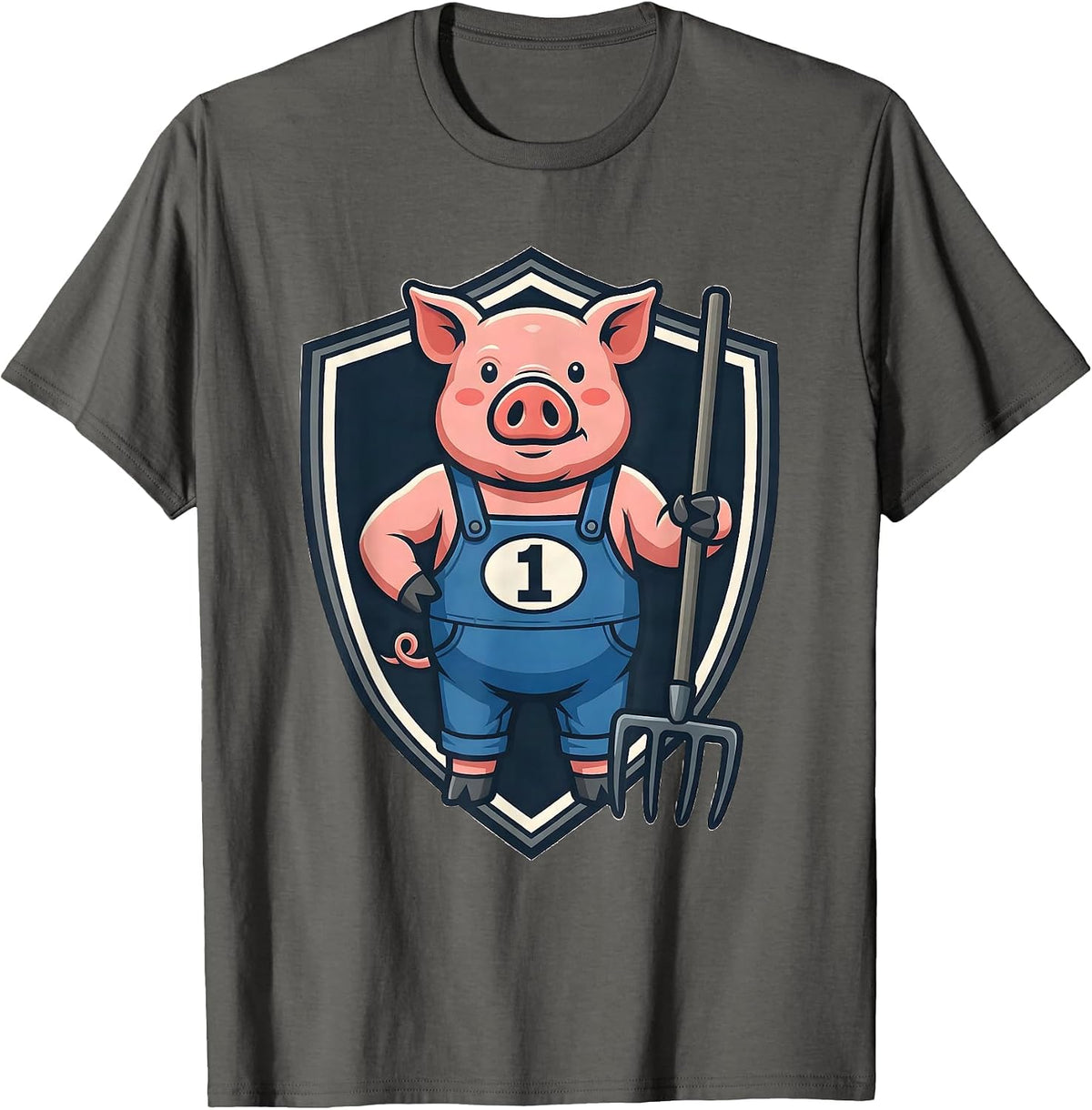 1 Funny Pig Lover Halloween Costume Novelty Humor T-Shirt - Asphalt Grey