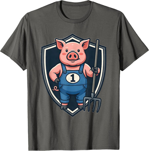 1 Funny Pig Lover Halloween Costume Novelty Humor T-Shirt - Asphalt Grey