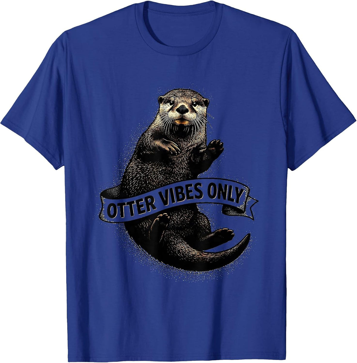 Men's Otter Vibes Only Sea Otter Lover Design T-Shirt - Royal Blue