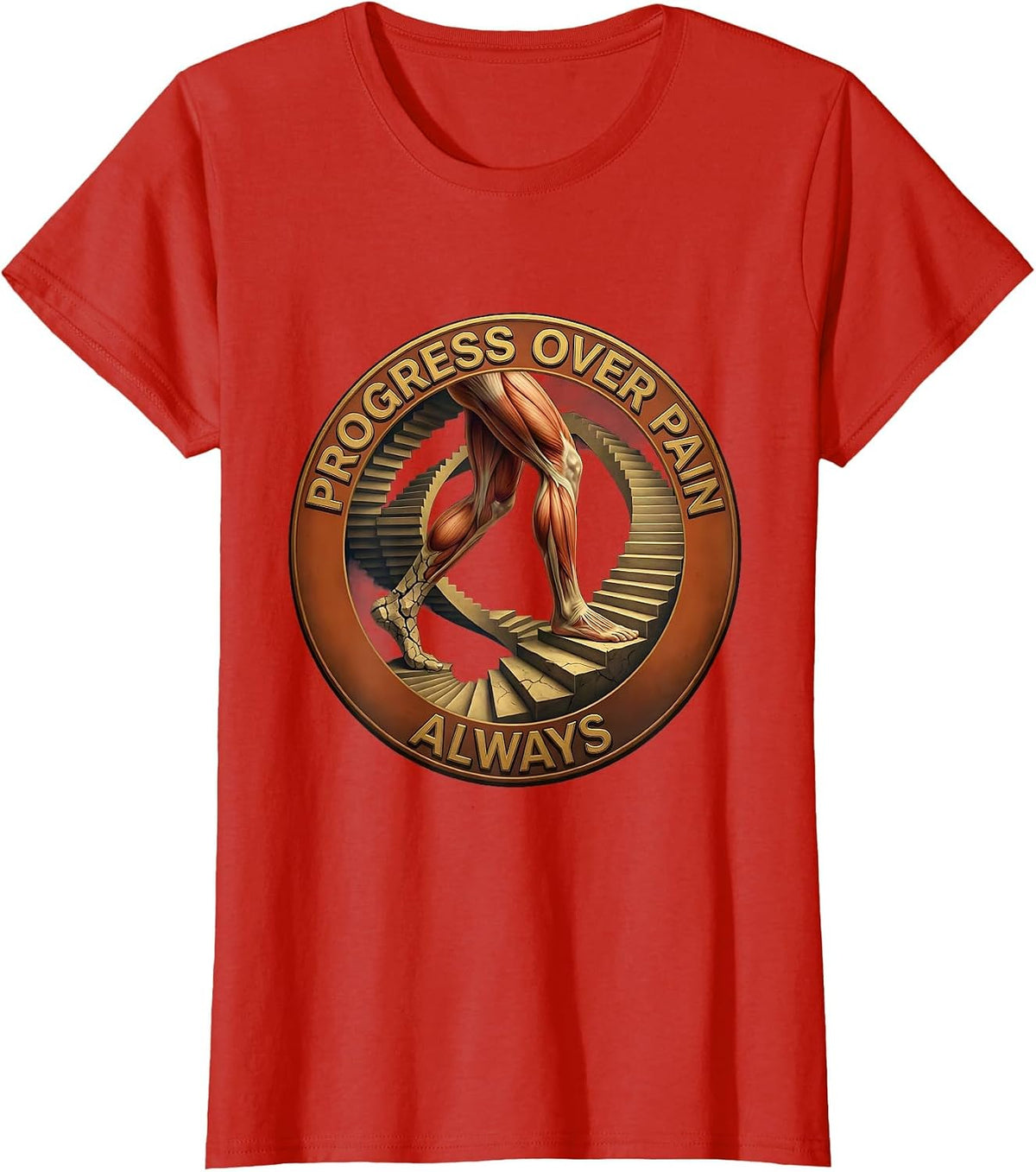 Women's Progress Over Pain Always Physical Therapy Design T-Shirt - Red