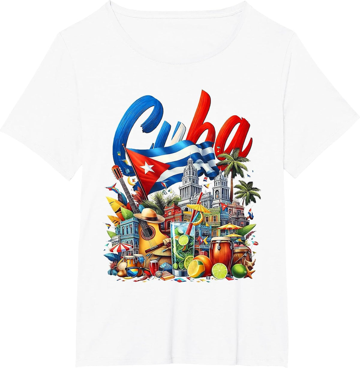 Cuba National Hispanic Heritage Month Cuban Flag T-Shirt - White