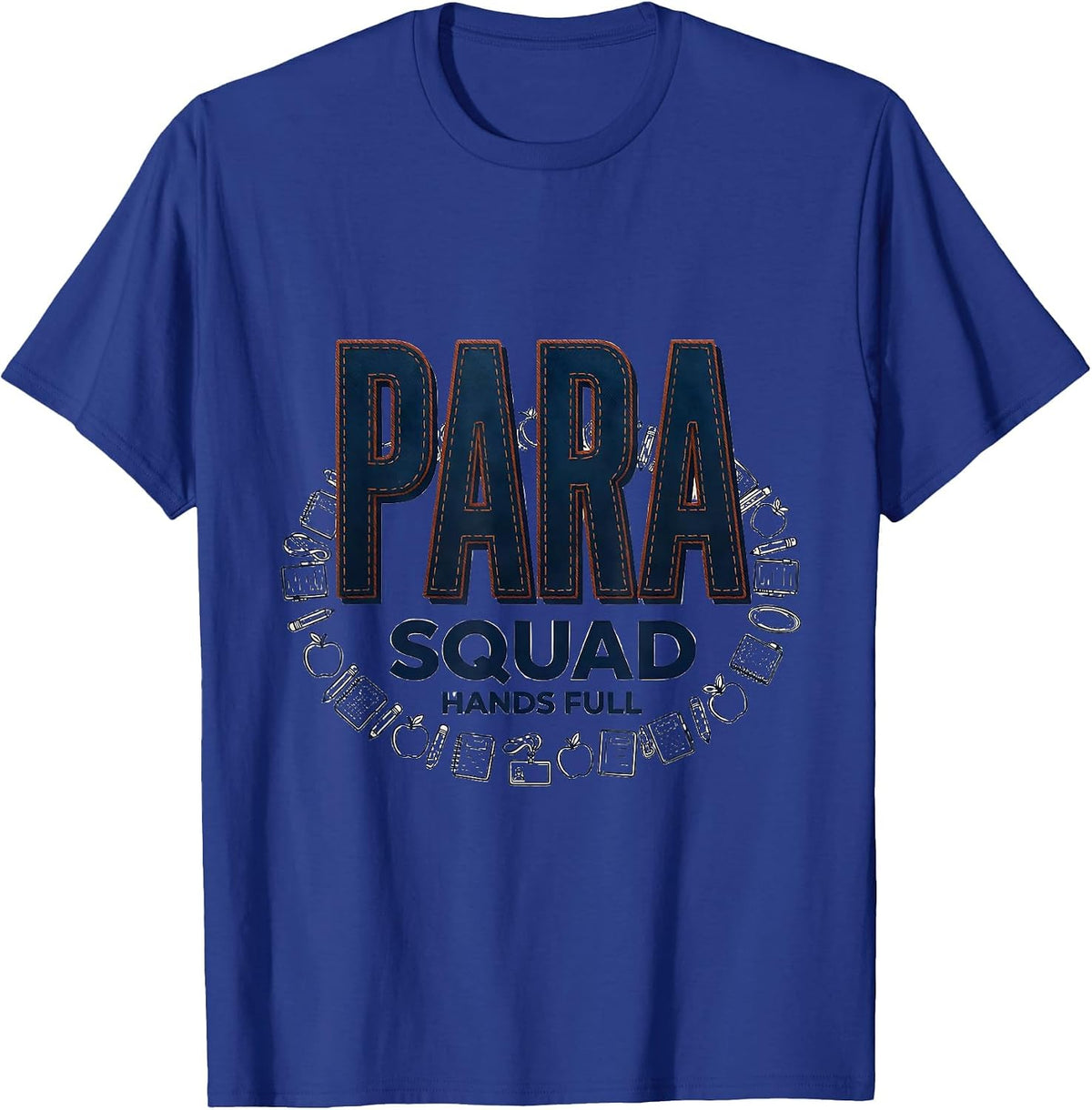 Para Squad Hands Full Bold Typography Back To School T-Shirt - Royal Blue