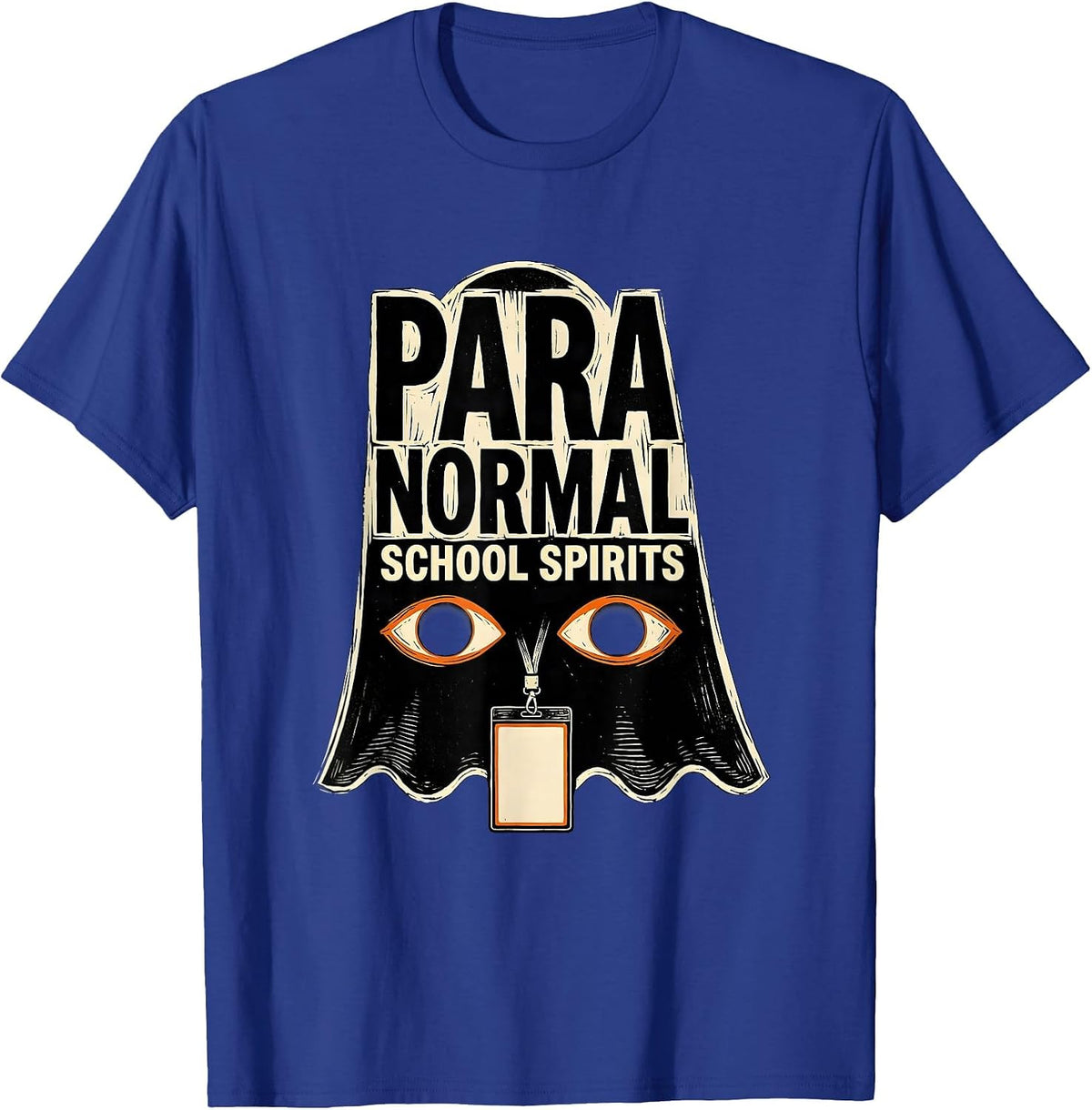 Para Normal School Spirits Linocut Ghost Paraeducator T-Shirt - Royal Blue