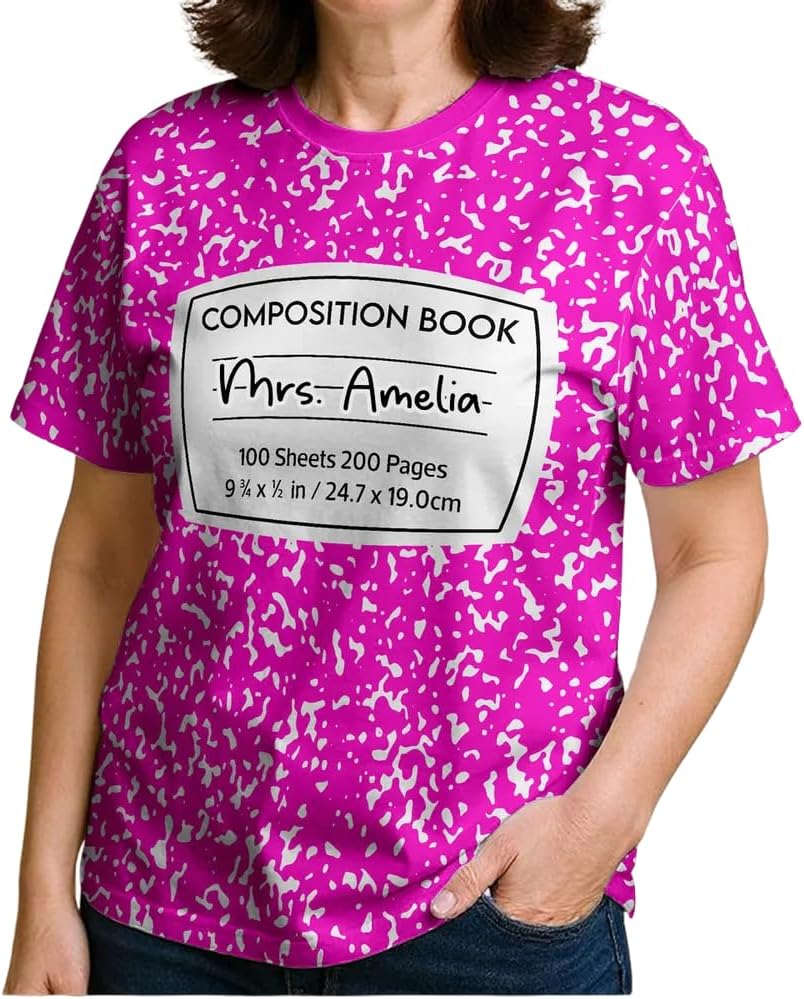 Notebook Theme Composition Books Personalized Group Matching Shirt for Teacher, Teacher Custom 3D Shirt Halloween Costume