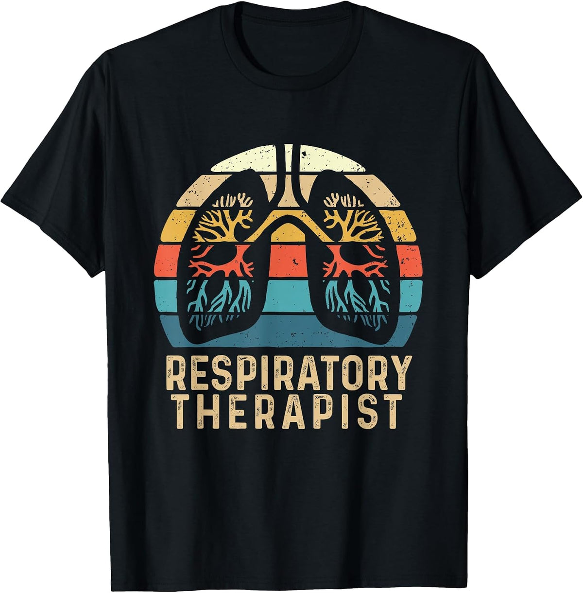 Respiratory Therapist - Retro Vintage Lungs Pulmonology RT T-Shirt - Black