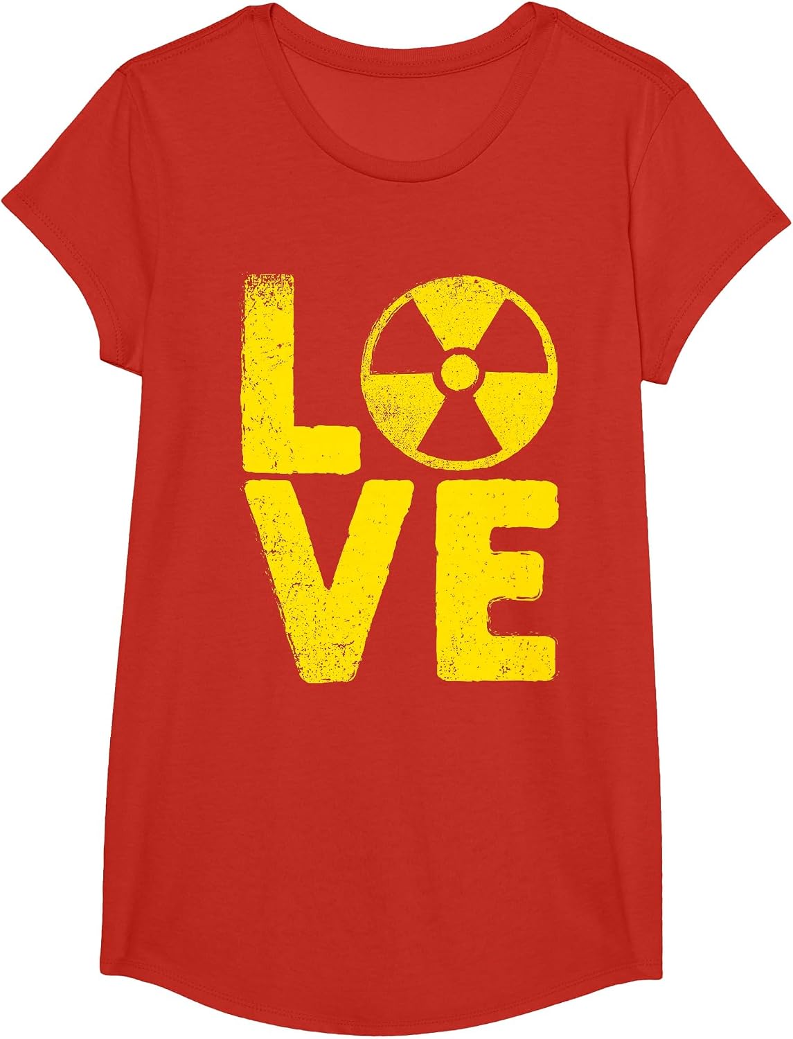 Funny Nuclear Men Women Radioactive Hazard Rad Tech Lovers T-Shirt - Girls Red
