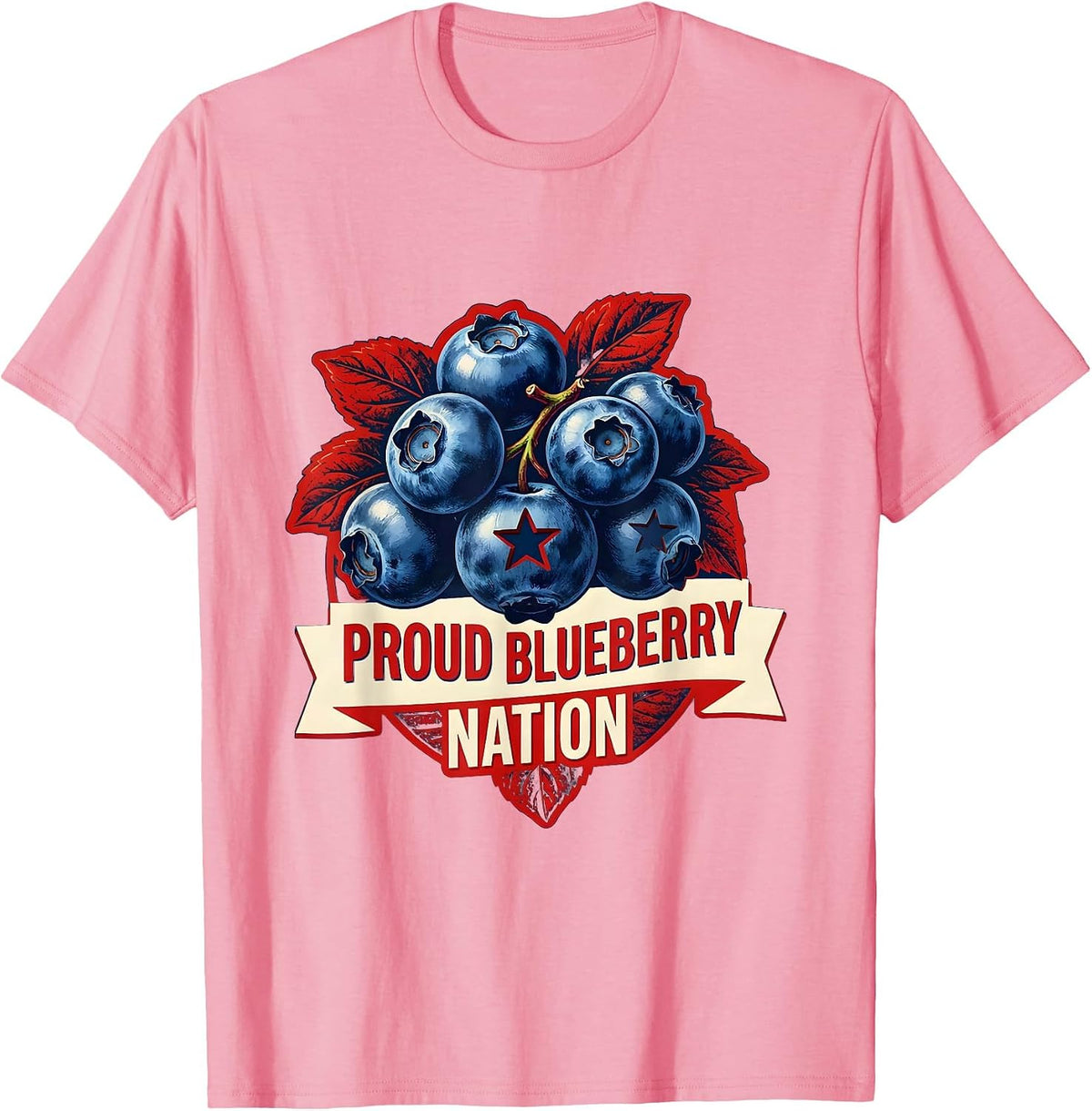 Men's Proud Blueberry Nation Red White and Blueberries T-Shirt - Pink