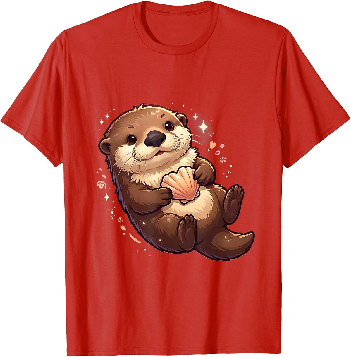 Men's Chibi Sea Otter Cute Kawaii Otter Lover Gift T-Shirt - Red