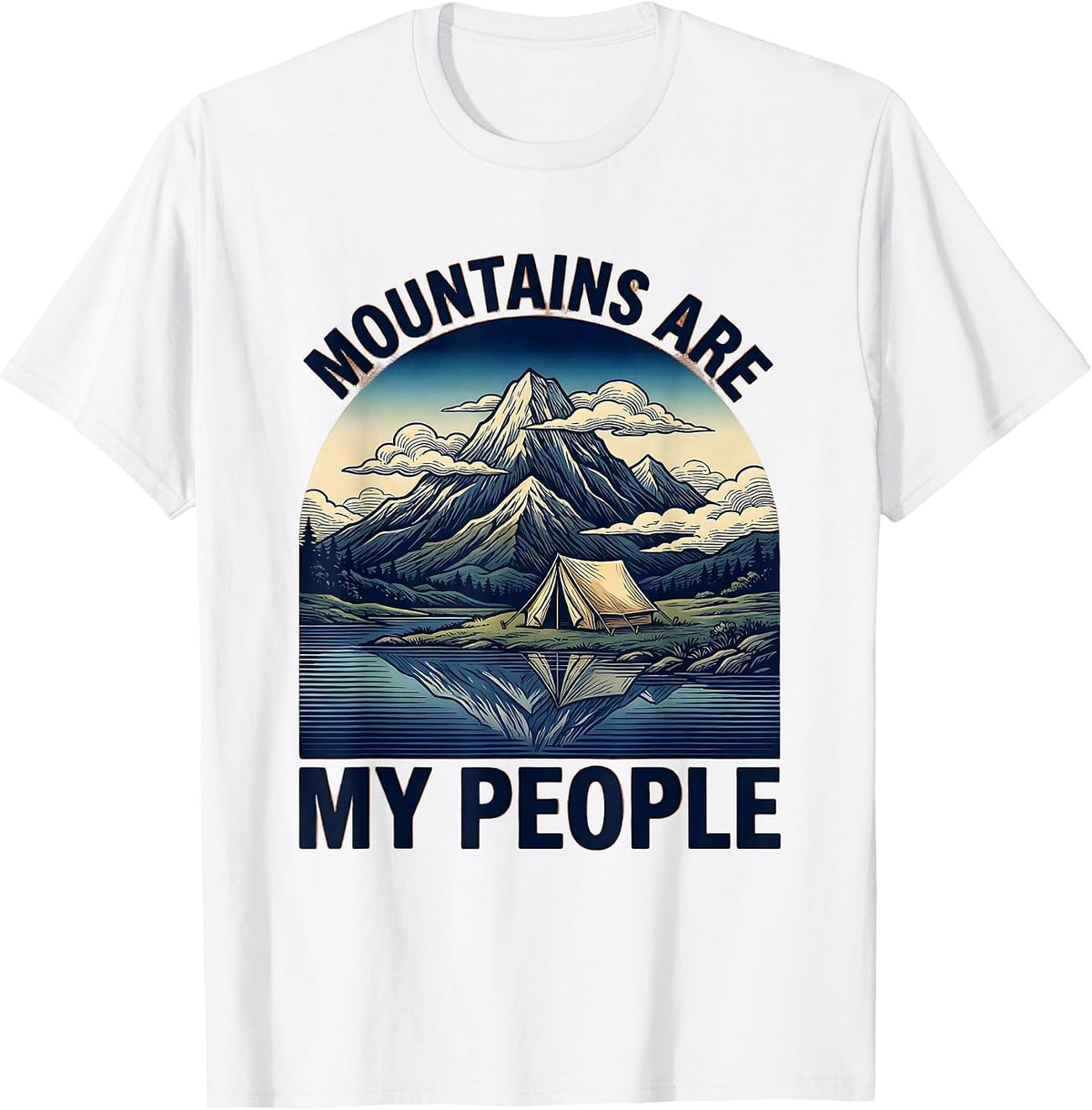 Men's Mountains Are My People Camping Design T-Shirt - White