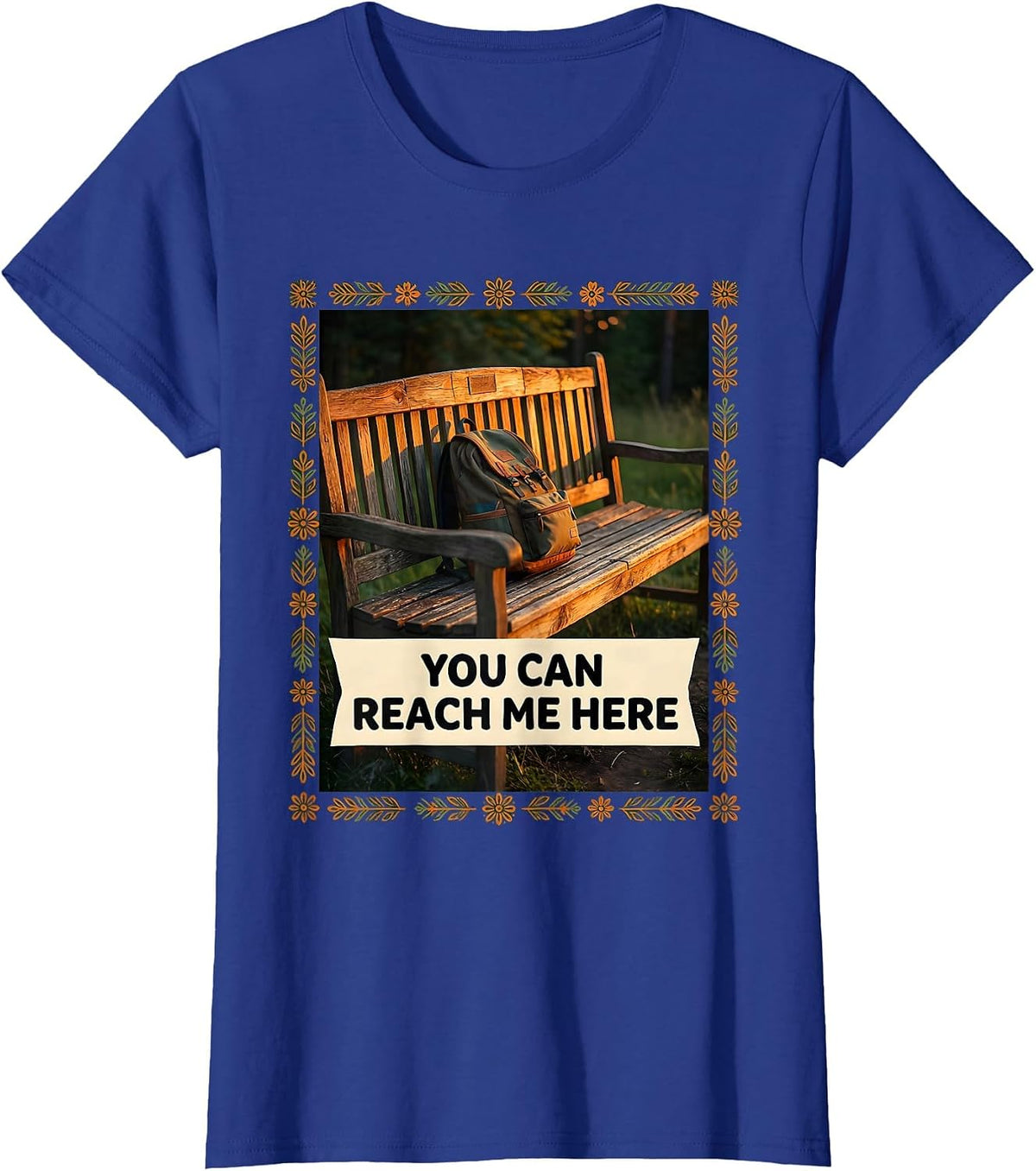 Women's You Can Reach Me Here Folk Art School Counselor Student T-Shirt - Royal Blue