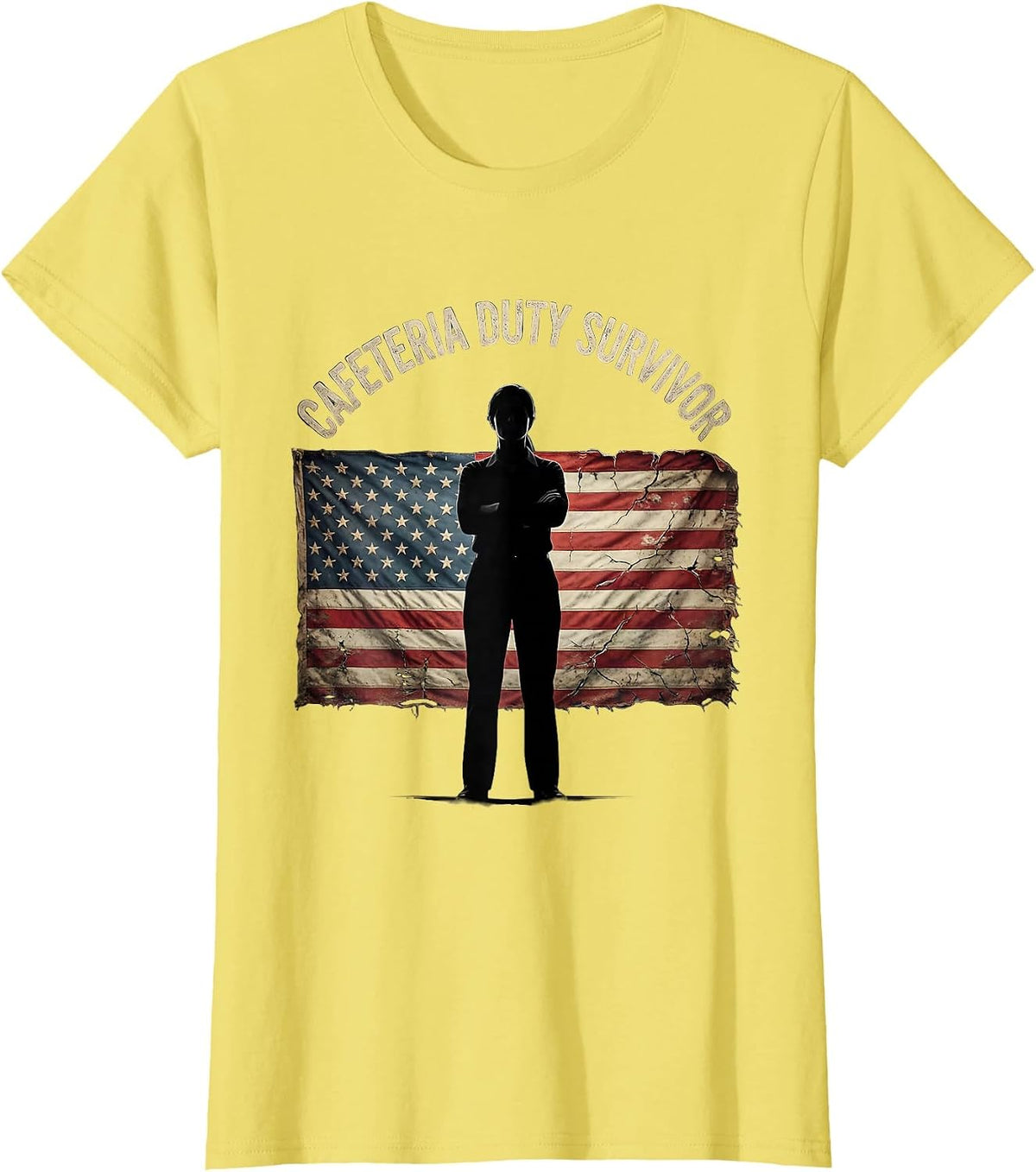 Cafeteria Duty Survivor Funny Teacher Design T-Shirt - Lemon Yellow