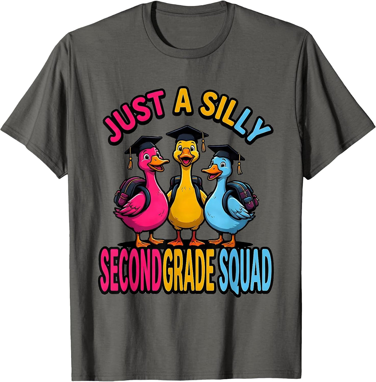 Just A Silly Second Grade Squad Silly Goose 2nd Grade T-Shirt - Asphalt Grey