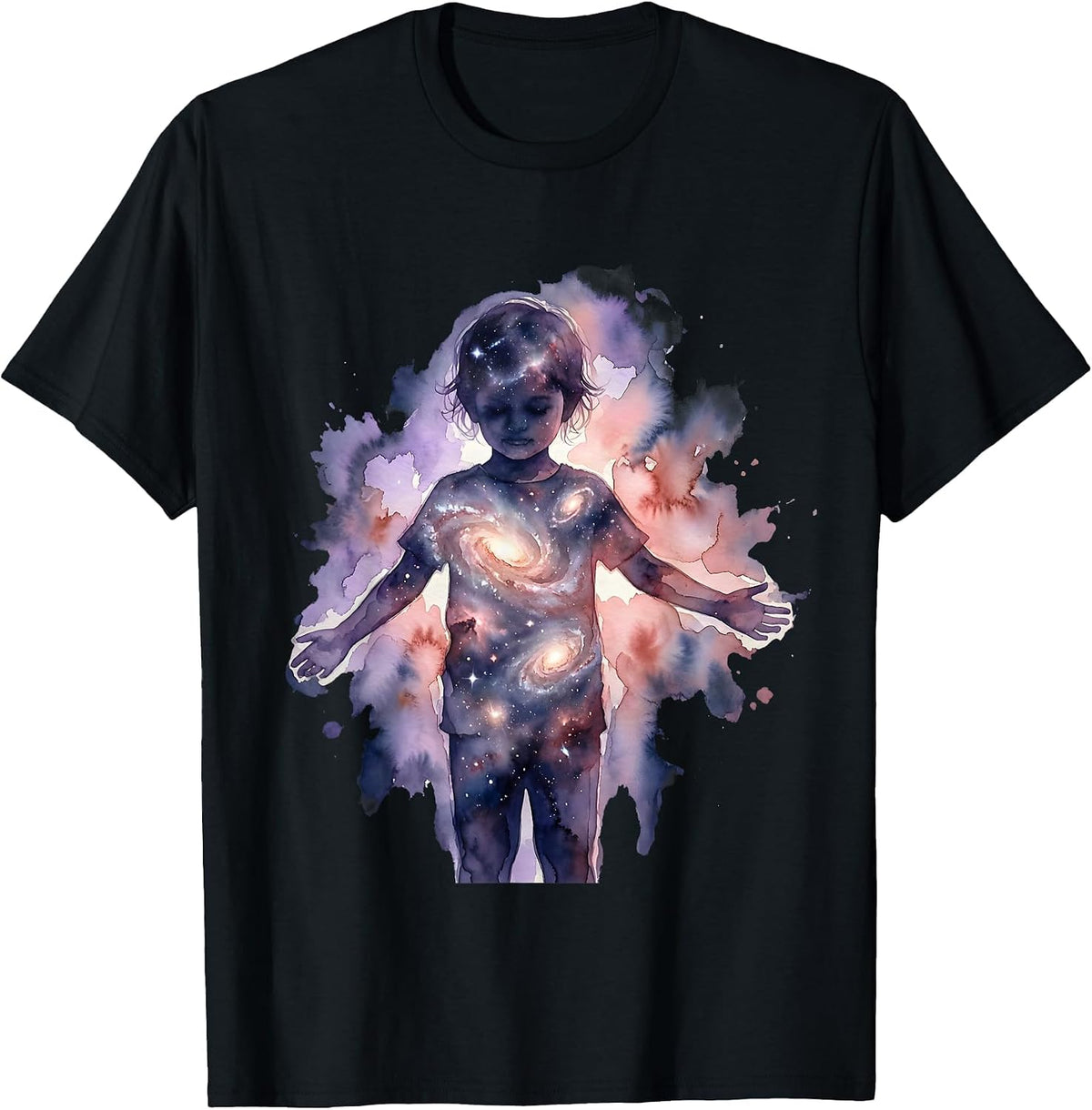 Men's Autism Awareness Galaxy Child Silhouette Design T-Shirt - Black