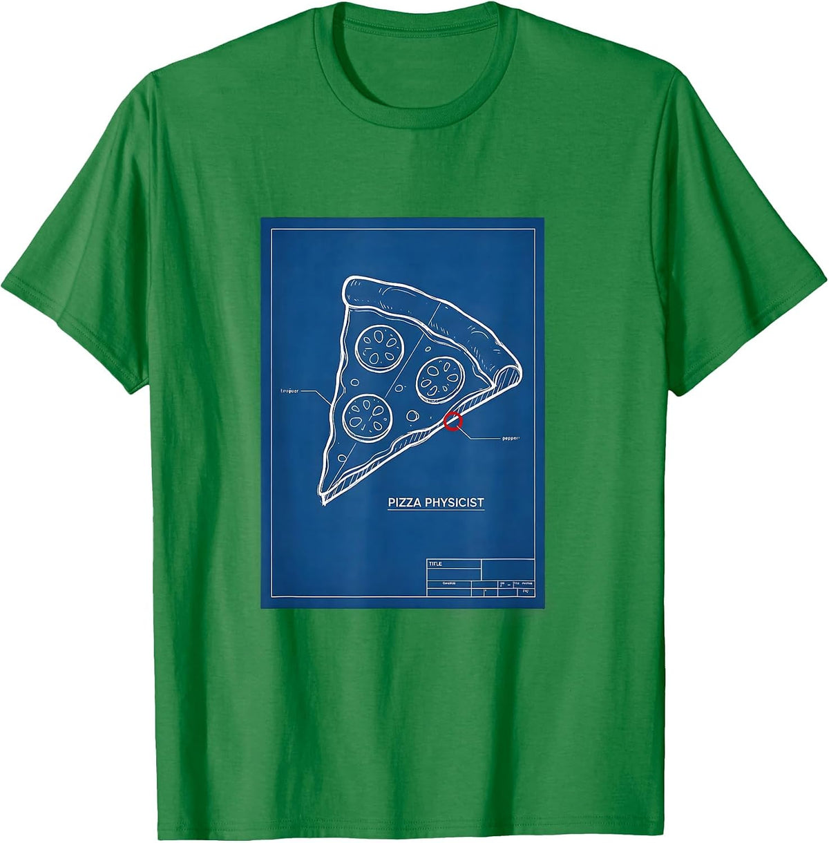 Men's Pizza Physicist Technical Blueprint Food Humor Graphic T-Shirt - Kelly Green