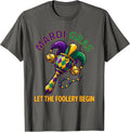 Mardi Gras, Let The Foolery Begin Pop Art Carnival Party T-Shirt - Asphalt Grey