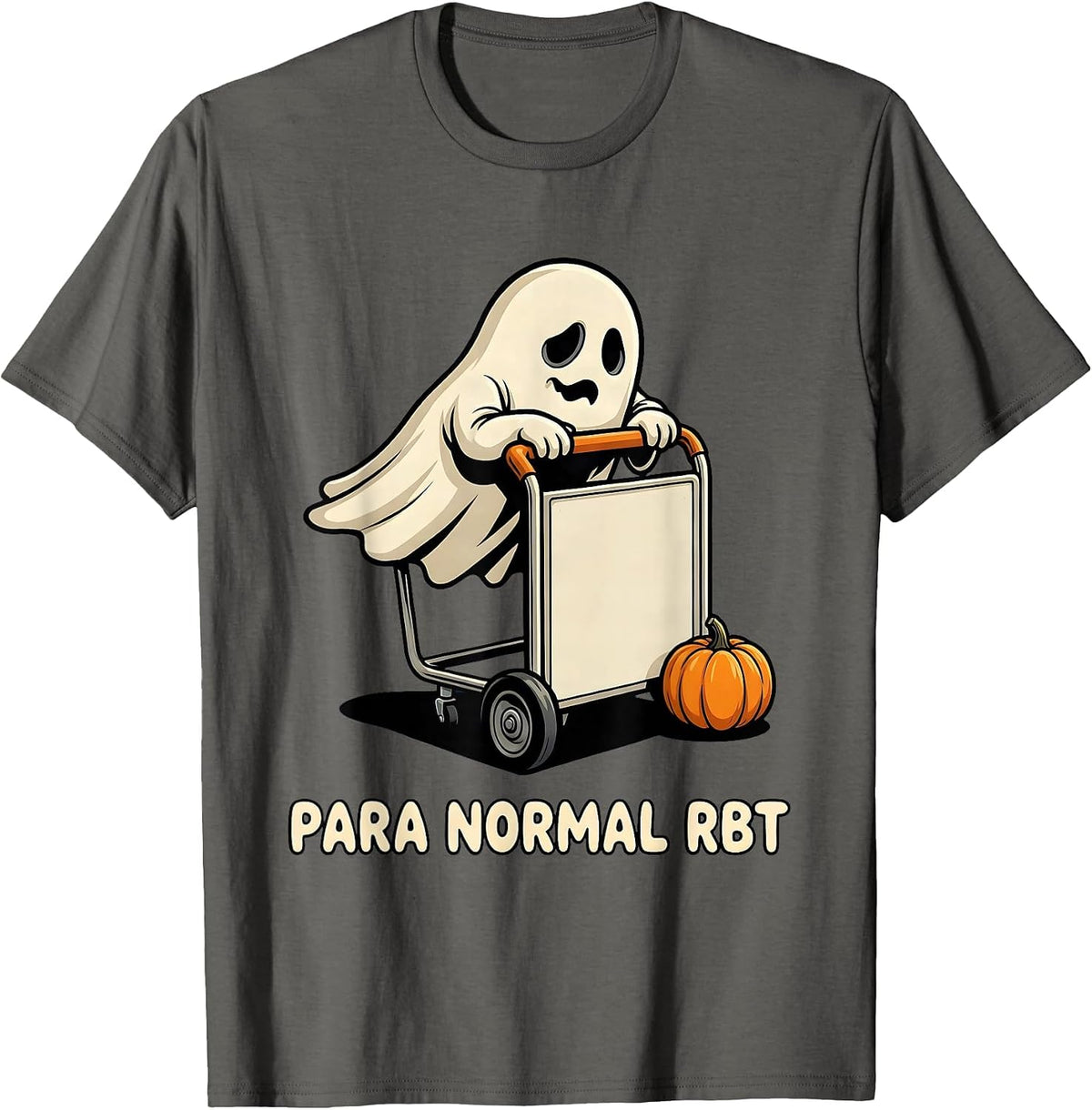 Men's Para Normal RBT Cartoon Ghost Halloween Paraeducator T-Shirt - Asphalt Grey