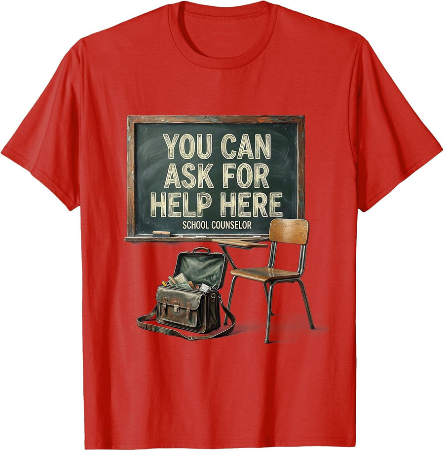 Men's You Can Ask For Help Here — School Counselor Vintage T-Shirt - Red