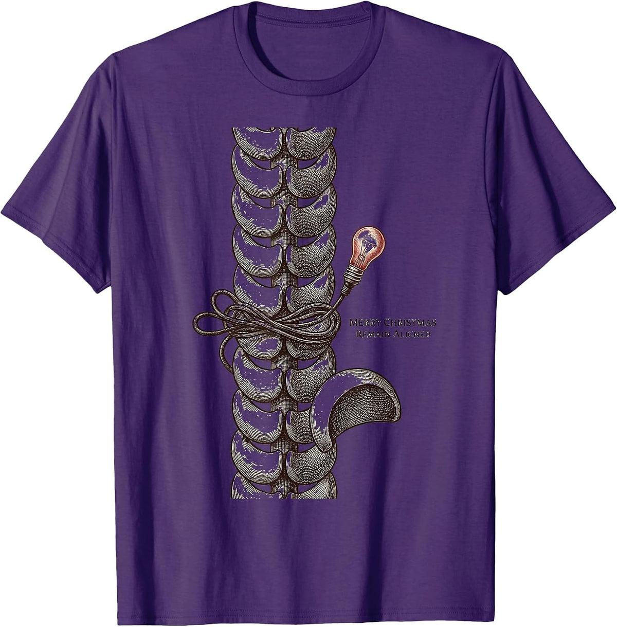 Men's Merry Christmas Remain Aligned Funny Chiropractor T-Shirt - Purple