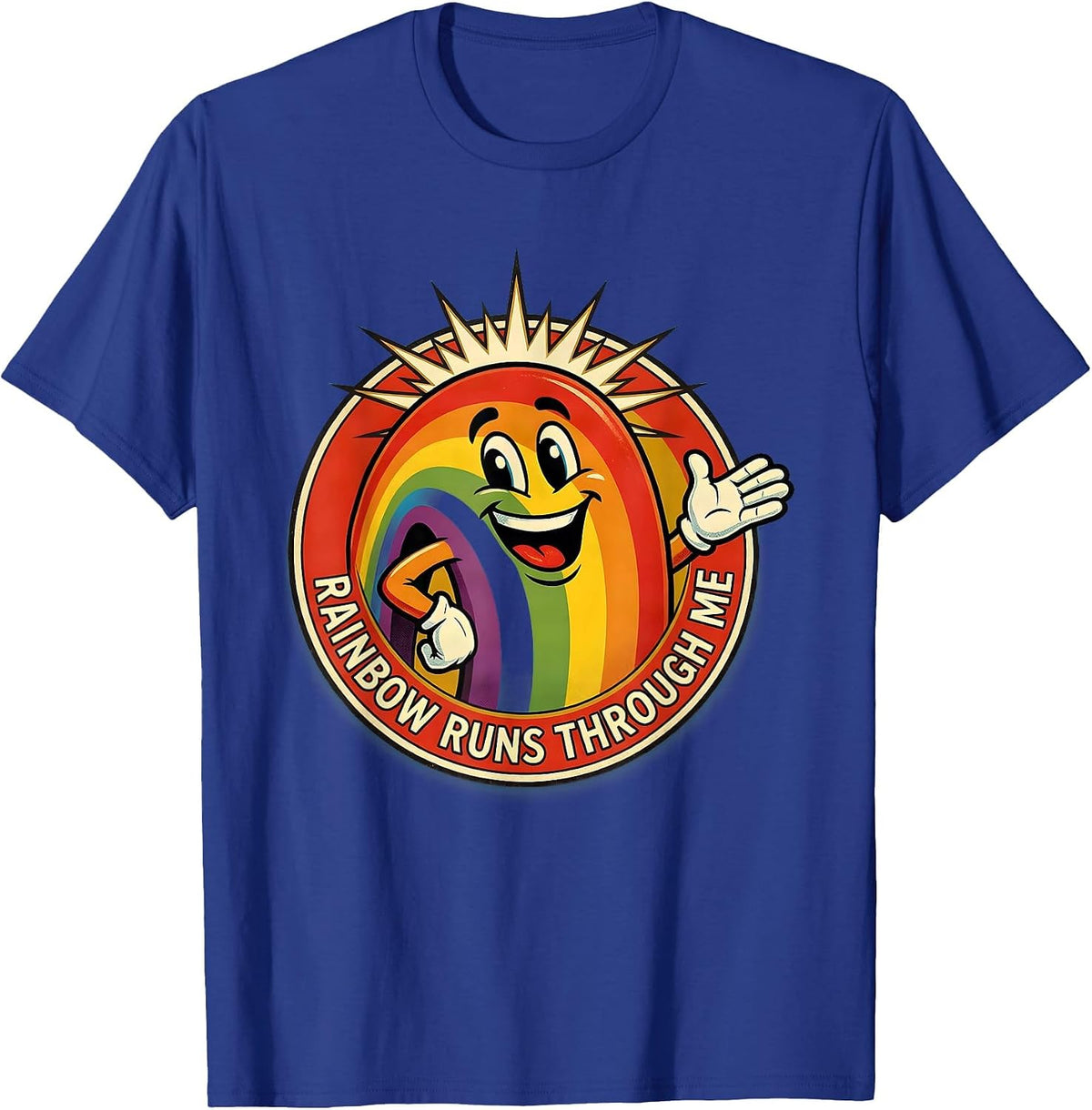 Rainbow Runs Through Me Pride Graphic Design T-Shirt - Royal Blue