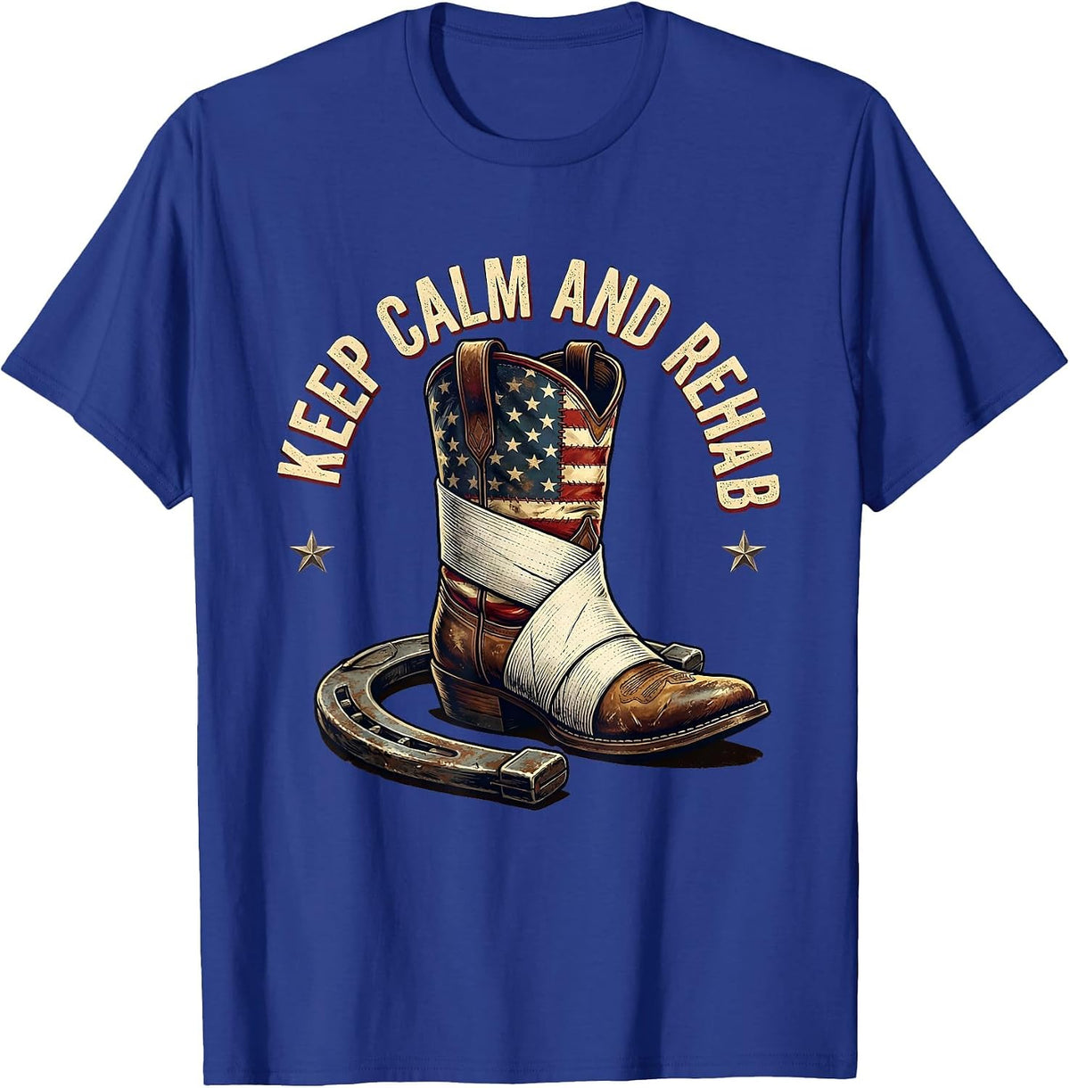 Keep Calm and Rehab Physical Therapy Design T-Shirt - Royal Blue