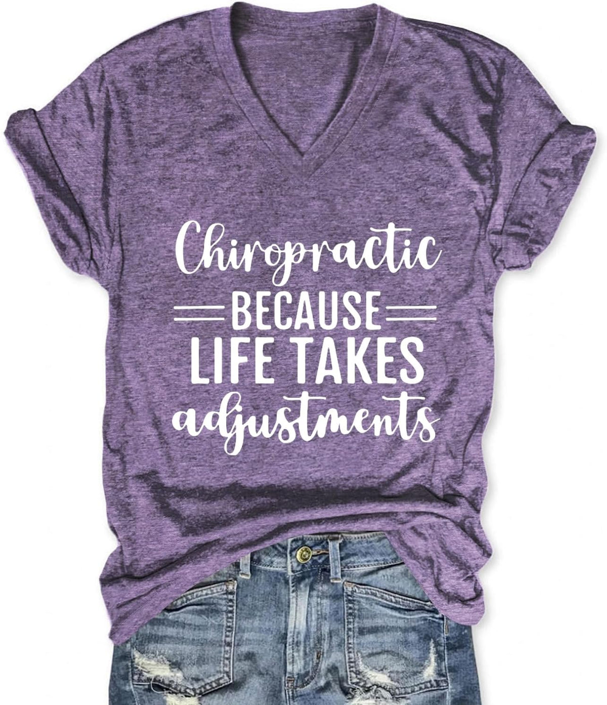 Chiropractor Shirt for Women Physiotherapist T Shirt Funny Letter Printed V Neck Summer Top Novelty Graphic Tee - Purple