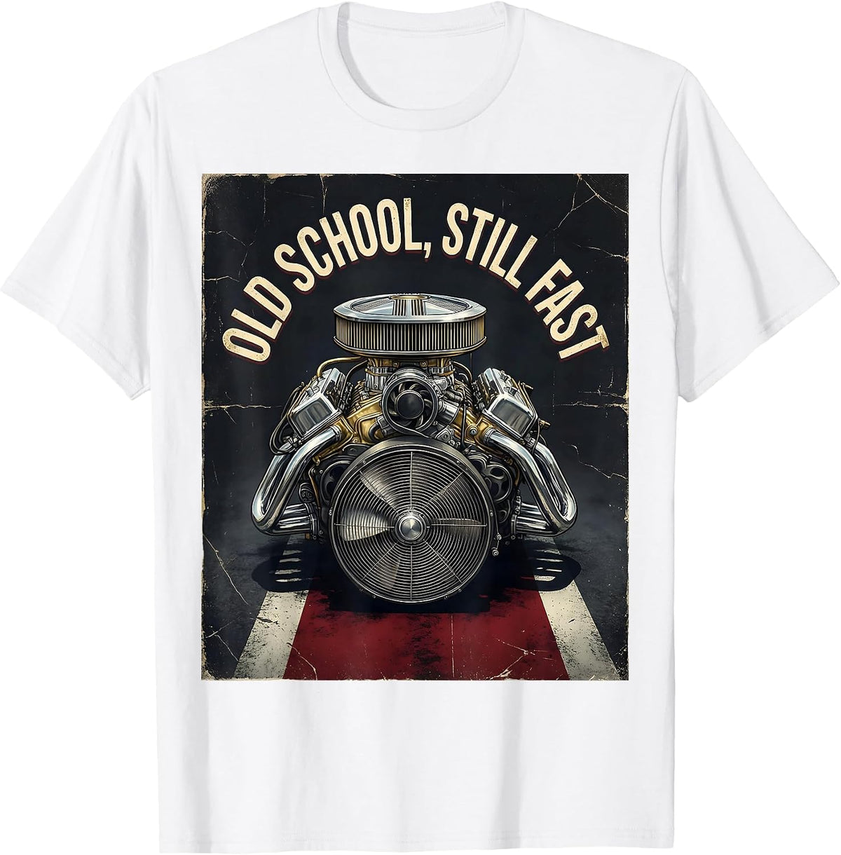 Men's Old School Still Fast Distressed Vintage Muscle Car Racing T-Shirt - White
