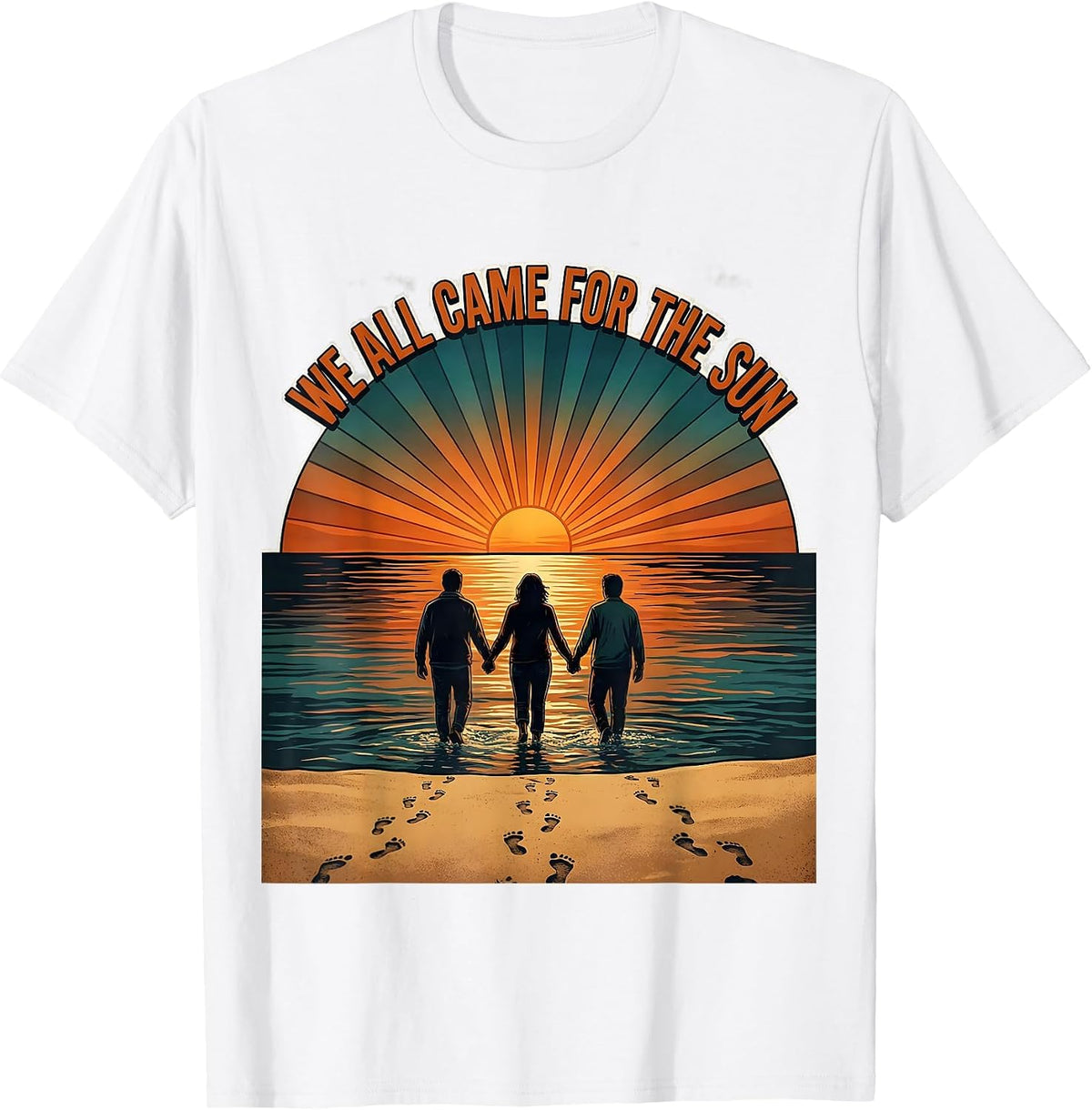 We All Came For The Sun Retro Beach Summer Vacation Group T-Shirt - White