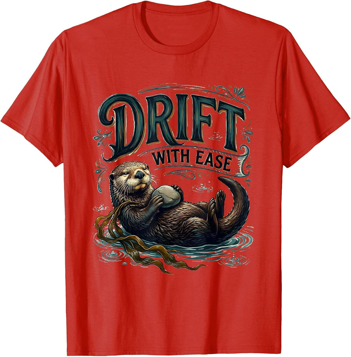 Men's Drift With Ease Funny Sea Otter Animal Lover Gift T-Shirt - Red