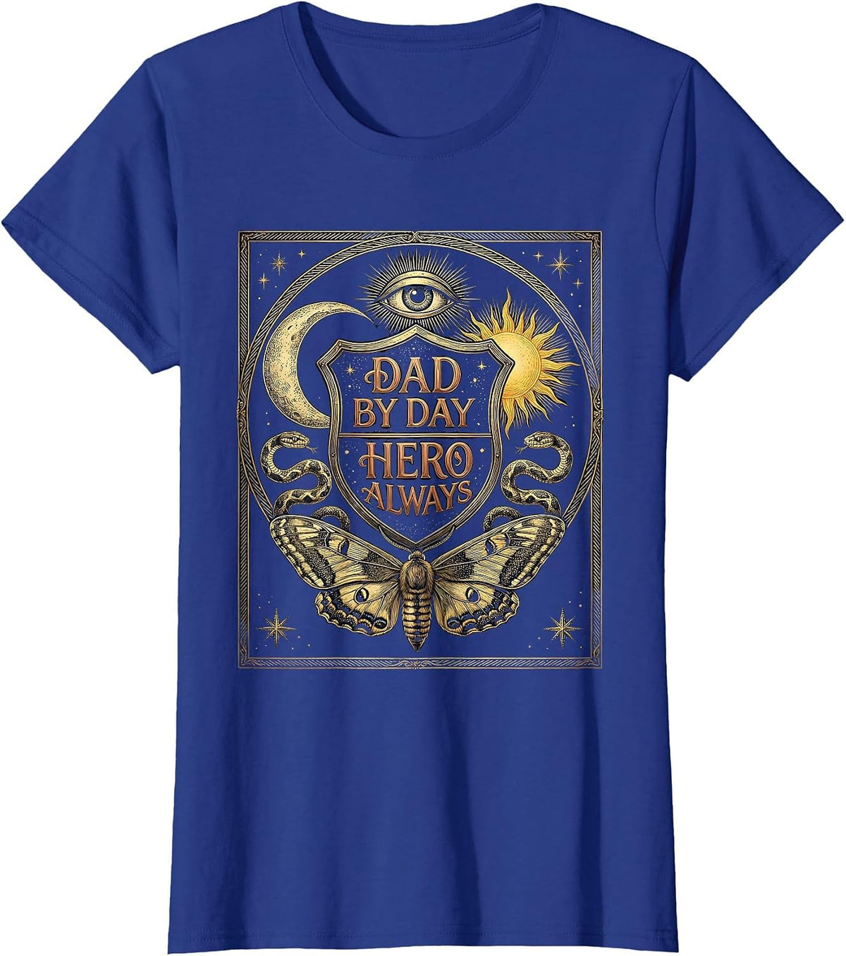 Women's Dad By Day Hero Always Graphic Design T-Shirt - Royal Blue
