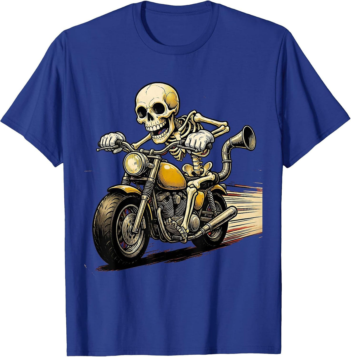 Never Better Skeleton Motorcycle Rider Graphic T-Shirt - Royal Blue