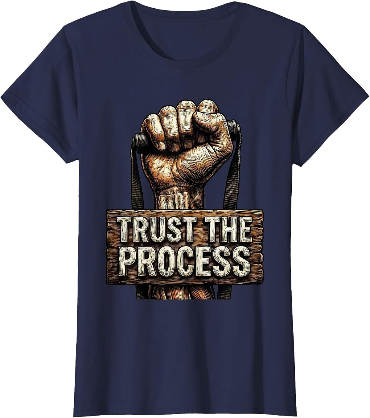 Women's Trust the Process Physical Therapy Design T-Shirt - Navy Blue