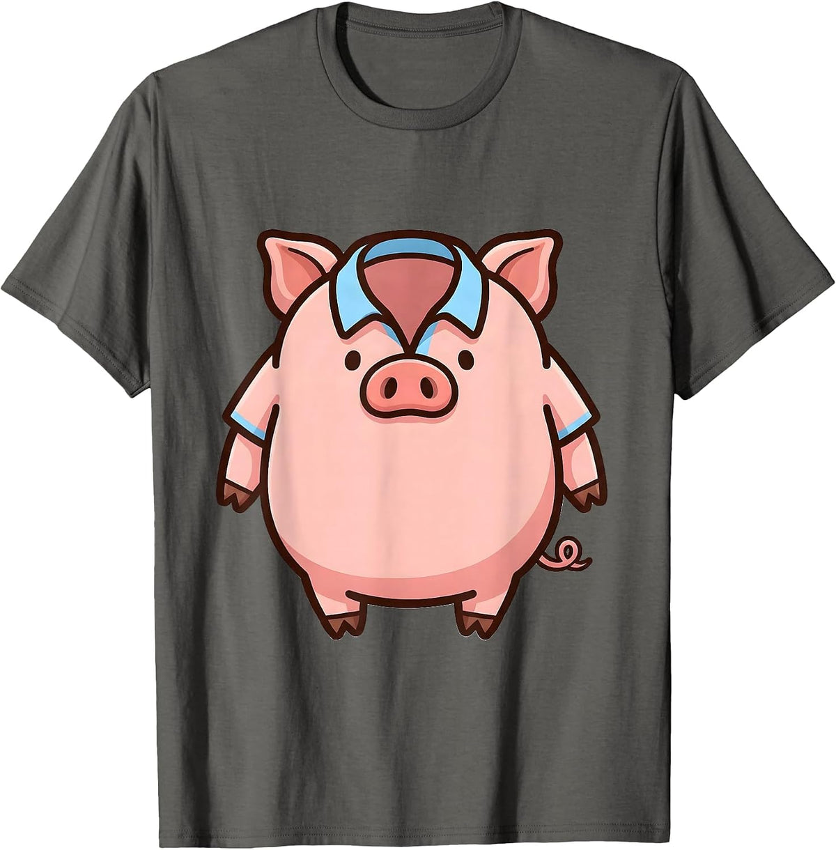 Pig-Shaped Kawaii Cute Animal Lover Halloween Costume T-Shirt - Asphalt Grey