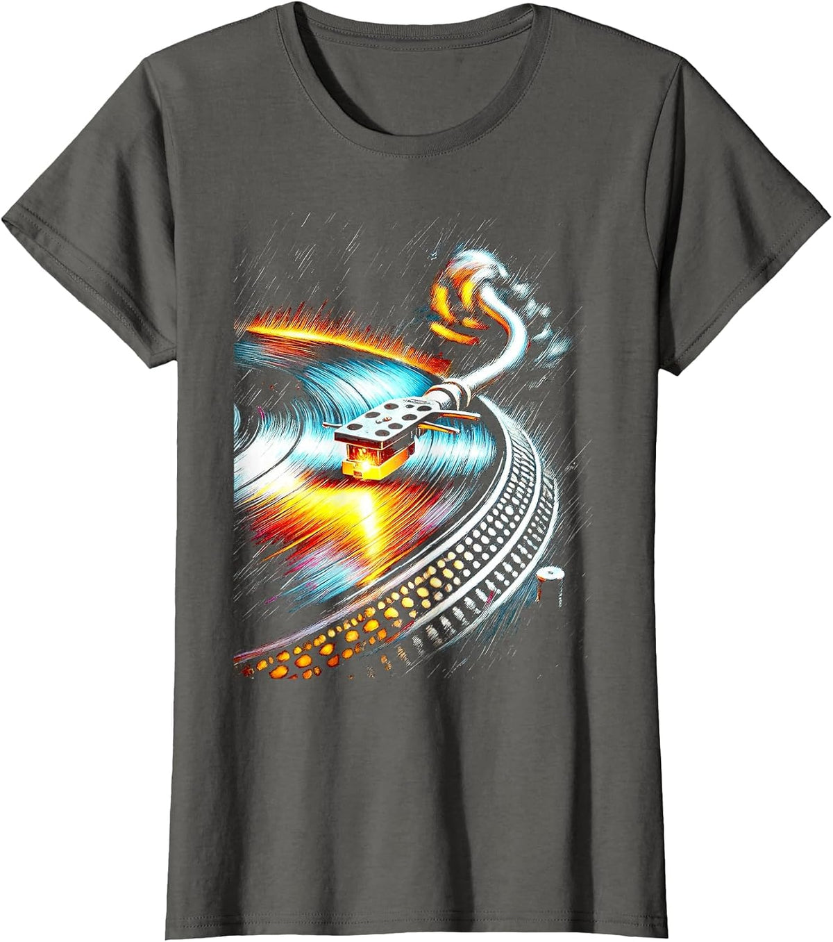 Vinyl Record Turntable Analog DJs, Audiophiles, Music Lovers T-Shirt - Asphalt Grey