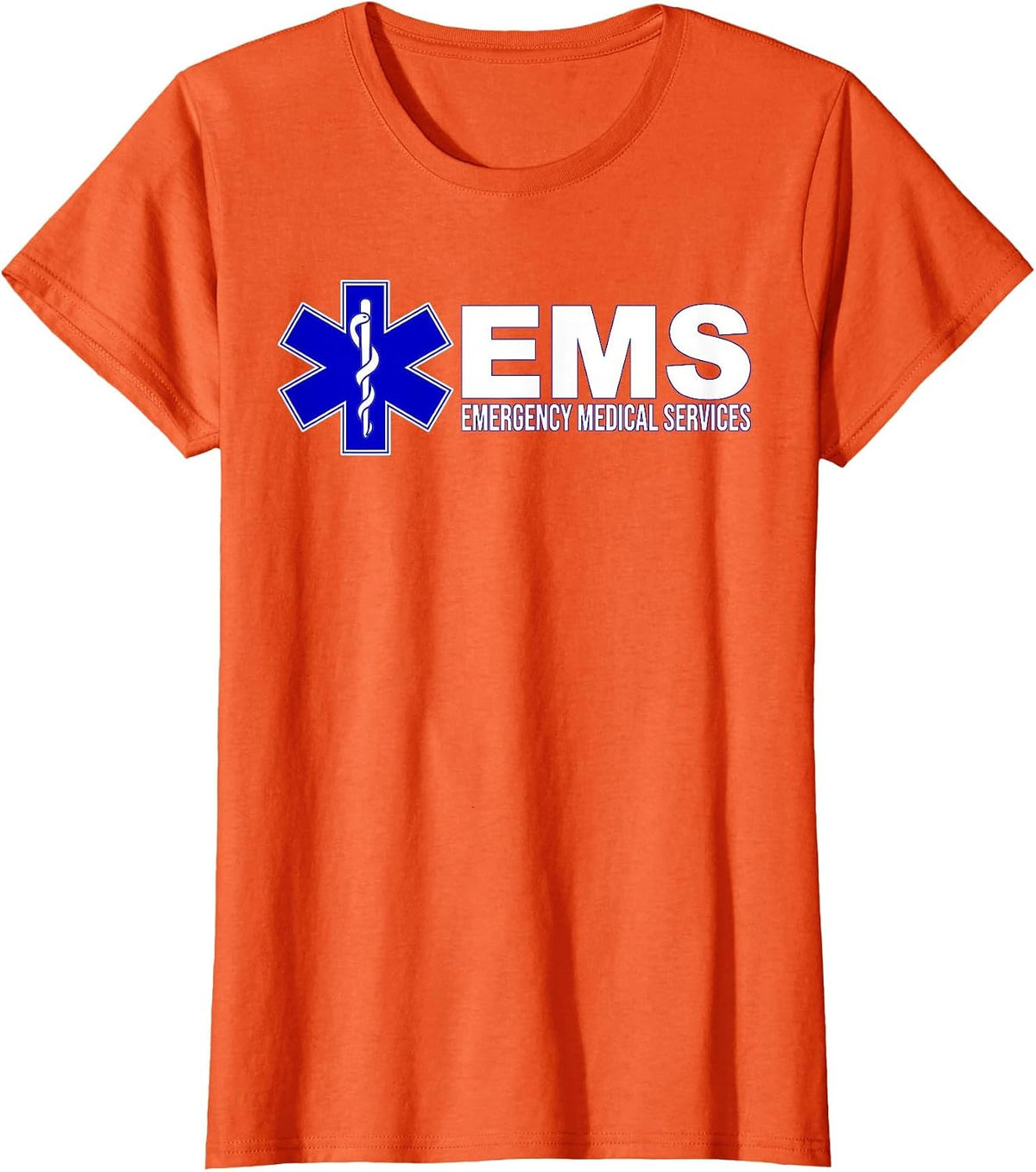EMS Star of Life Emergency Medical Services Paramedic EMT T-Shirt - Orange