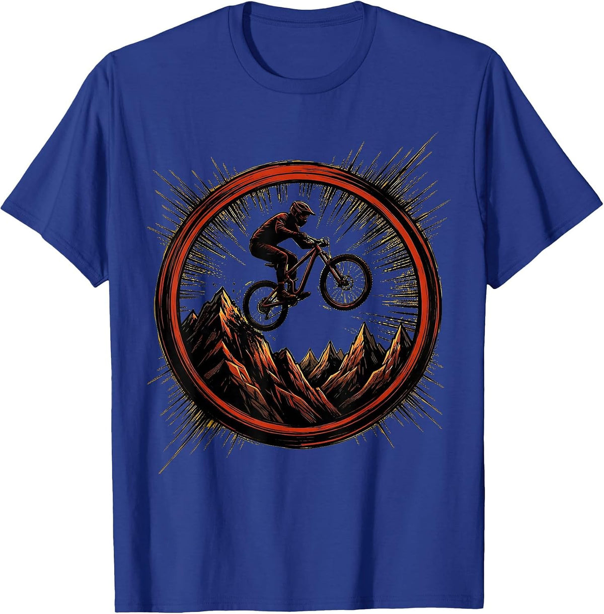 Men's Cyclist Silhouette Mountain Summit Graphic T-Shirt - Royal Blue