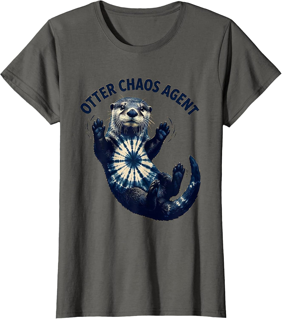 Women's Otter Chaos Agent Funny Sea Otter Design T-Shirt - Asphalt Grey