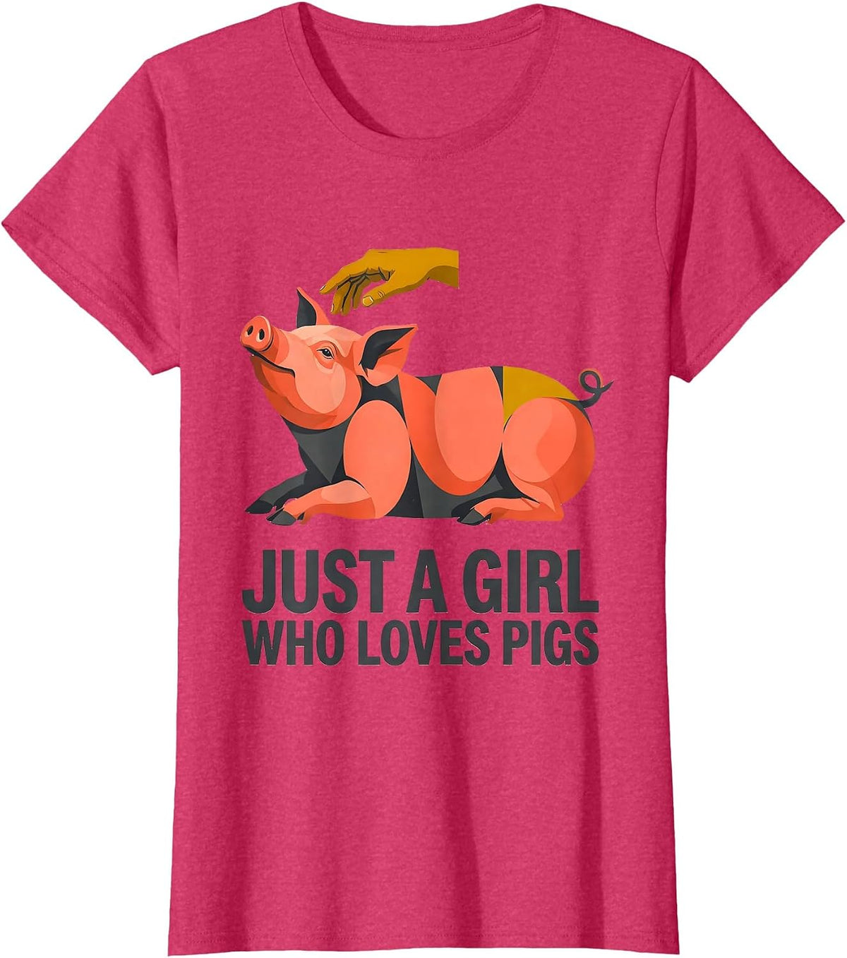 Women's Just A Girl Who Loves Pigs Funny Pig Farm Animal Lover Humor T-Shirt - Red Heather