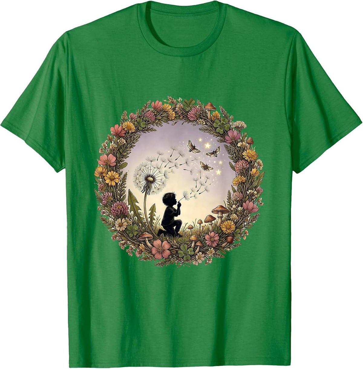 Men's Autism Awareness Child Dandelion Rainbow Graphic T-Shirt - Kelly Green