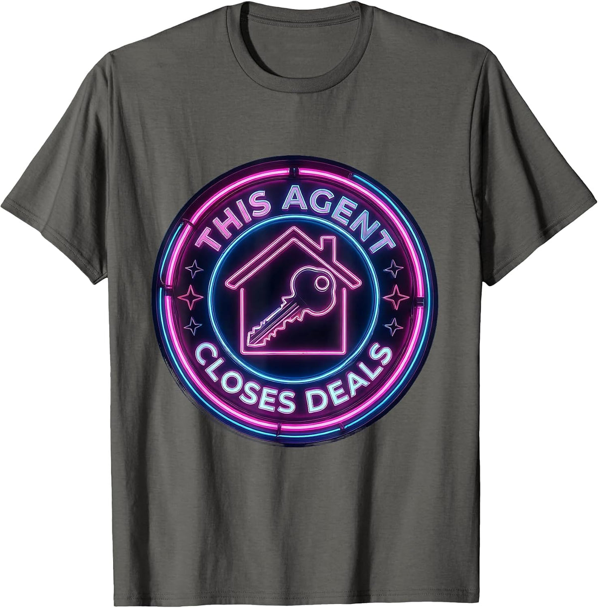 This Agent Closes Deals Bold Real Estate Badge T-Shirt - Asphalt Grey