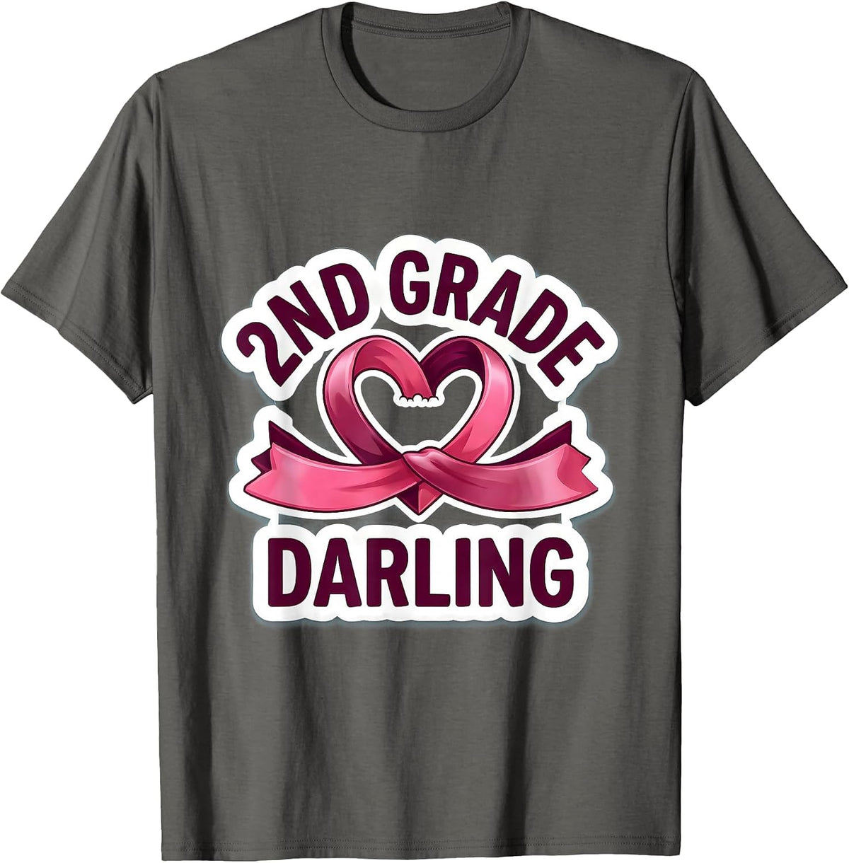 2nd Grade Darling Coquette Bow Back to School Second Grade T-Shirt - Asphalt Grey