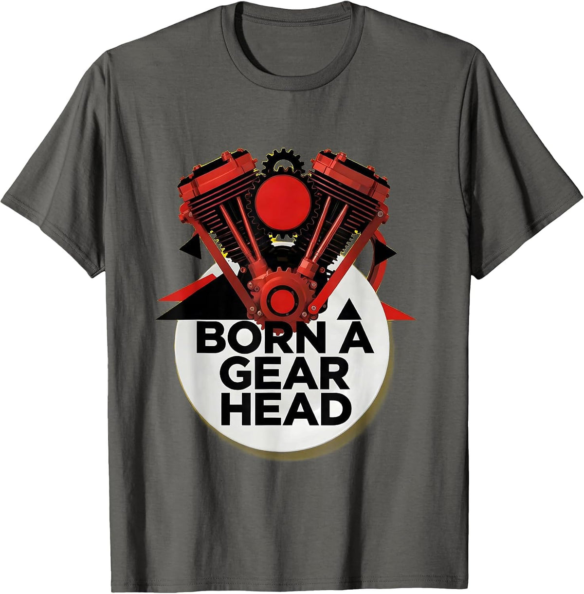 Men's Born a Gear Head Motorcycle Enthusiast Design T-Shirt - Asphalt Grey